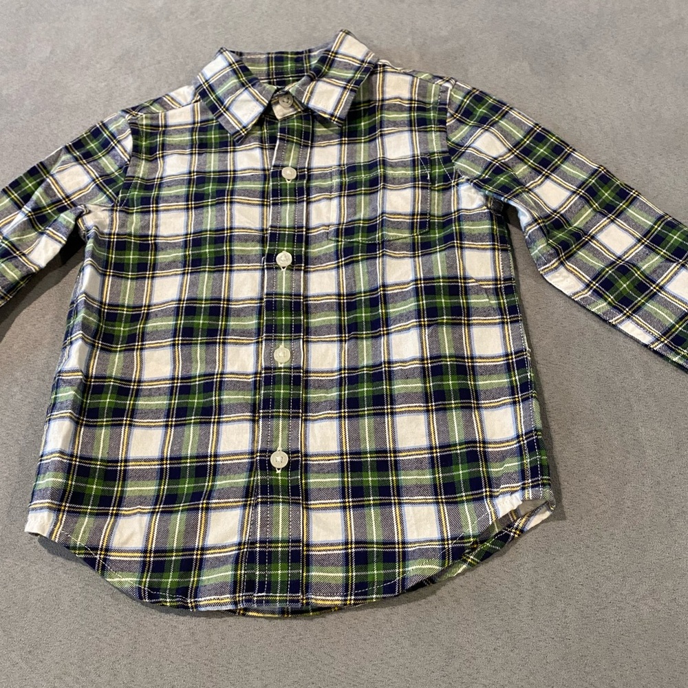 Like New Janie and Jack Toddler Boys 2T Button Down Checkered Plaid Shirt